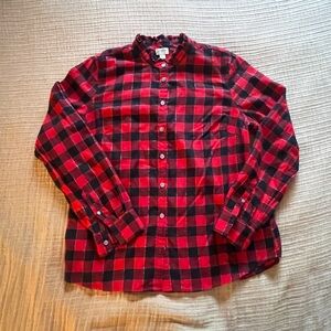 J. Crew Red and Black Checkered flannel button-up top, size L
